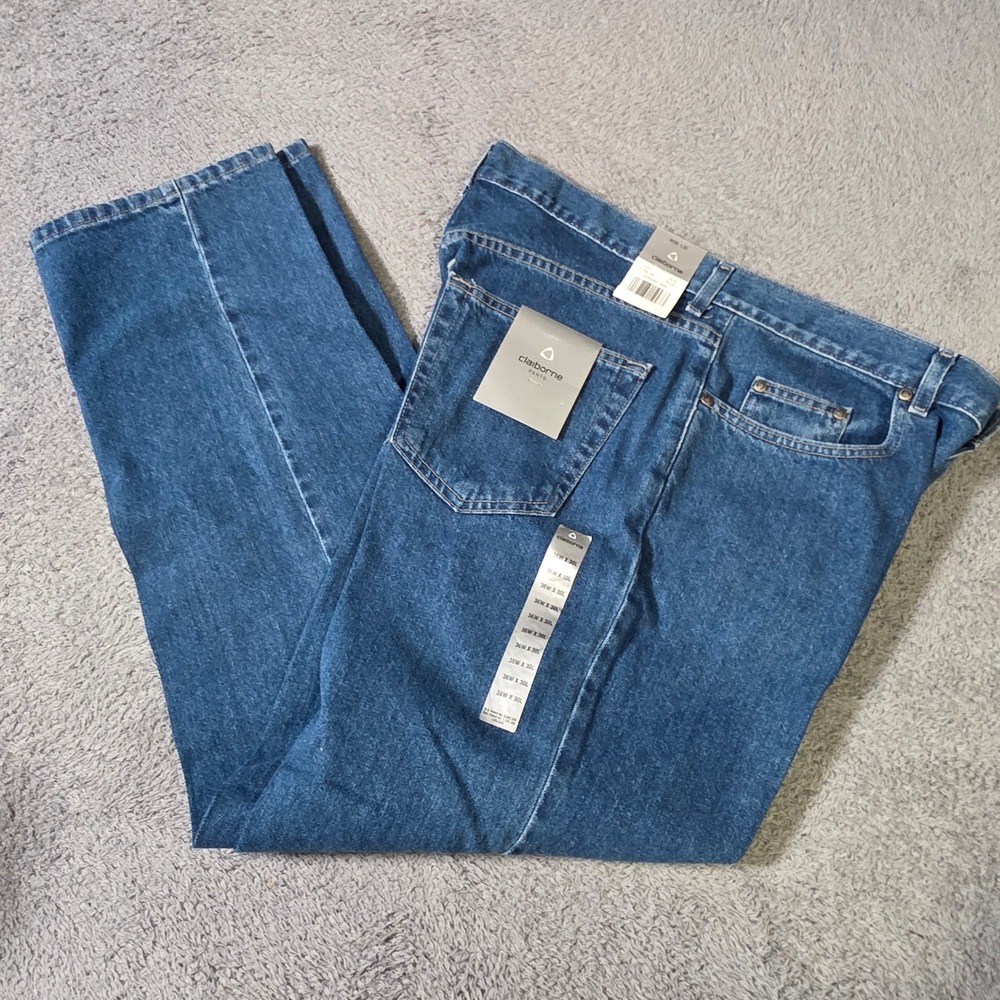 Claiborne‎ Mens 36x30 5-Pocket Jeans Indigo Blue Straight Leg Denim 031256 040